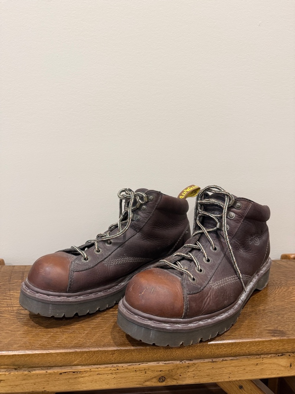 Men's Brown Leather Dr Marten’s Work Boots - Rugged Ankle Boot - Picture 2 of 9
